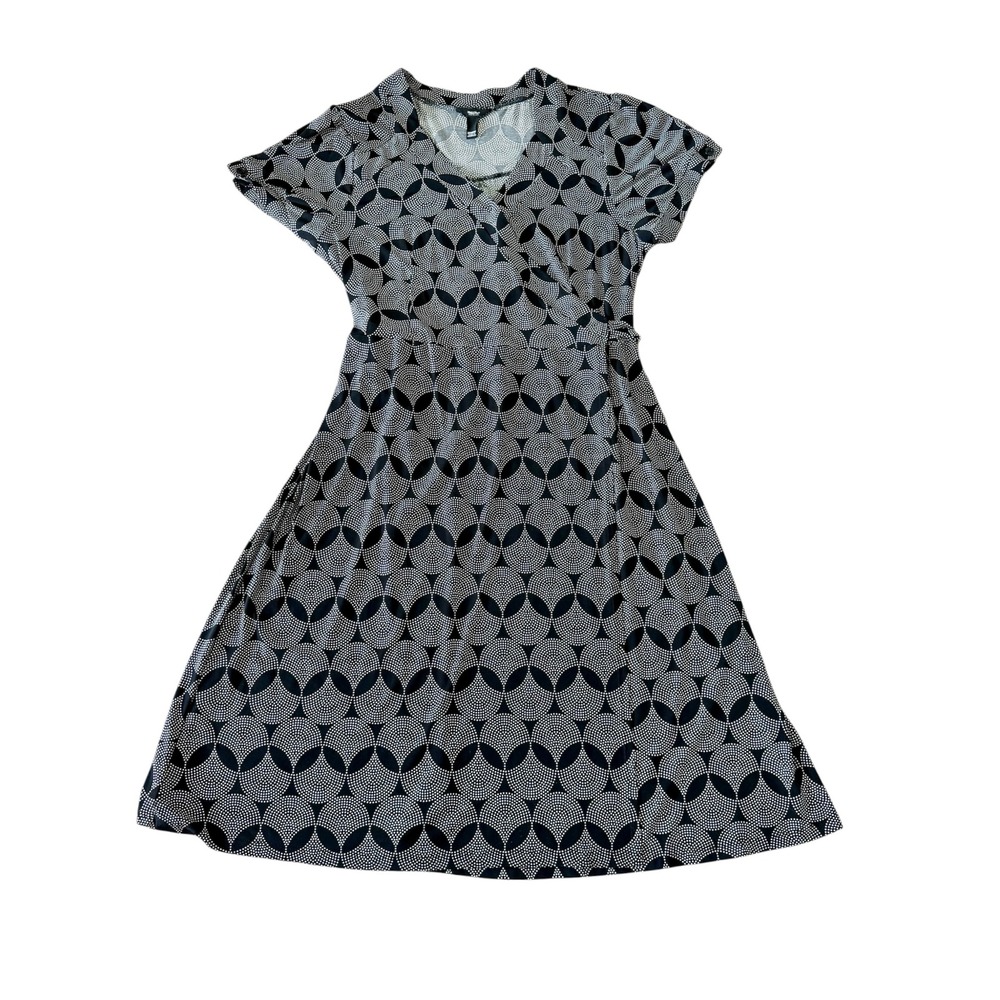 Mossimo Black White‎ Geometric Dotted Wrap Dress Plus Size 20W 22W Short Sleeve